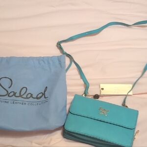 Turquoise Crossbody Bag with Gold Accent